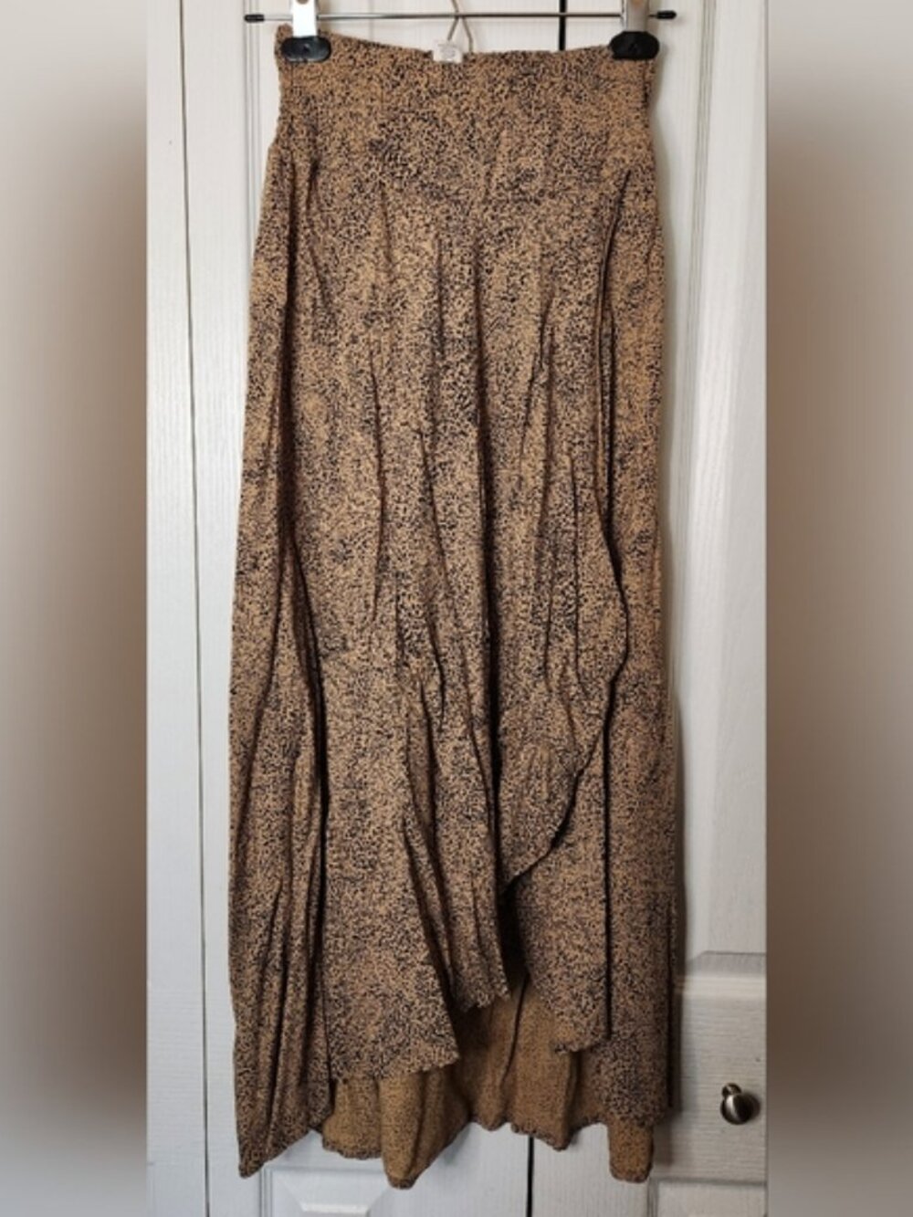 Japna Leopard Print Faux Wrap Maxi Skirt - Size XS Smocked Waist